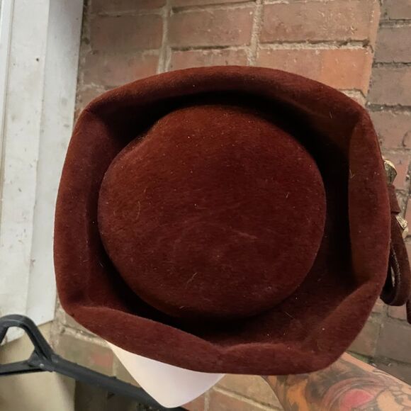 Vintage 50s JACQUES CHAPEAUX AB Rhinestone Detail Fur Velour Hat - Picture 6 of 10